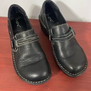 b.o.c. Black Leather Mules, women’s size 6.5, barely worn.